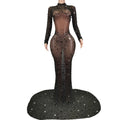 Luxury See Through Sequins Rhinestone Evening Party Mermaid Dress Women Wear Pageant Ball Gown Banquet Prom Celebration Dress