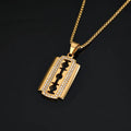 Micro Cubic Zirconia Razor Blade Charms Gold Plated Stainless Steel Fancy Jewelry Supplies for Necklace Gifts