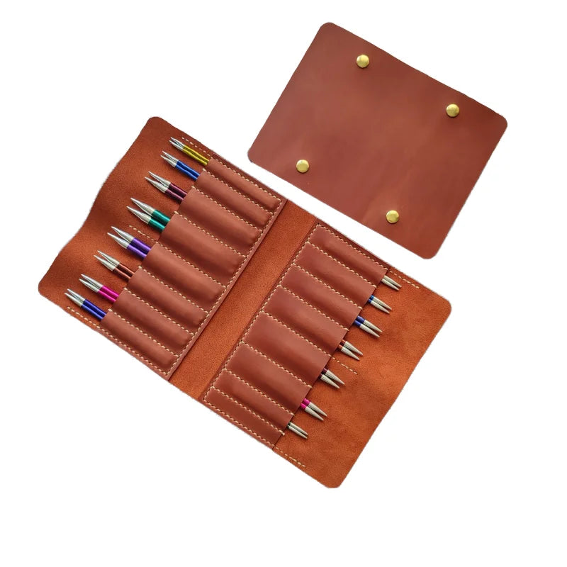 Faux Leather Needle Case Knitting Needle Organizer Knit Needles Holder Circular Knitting Christmas Gift