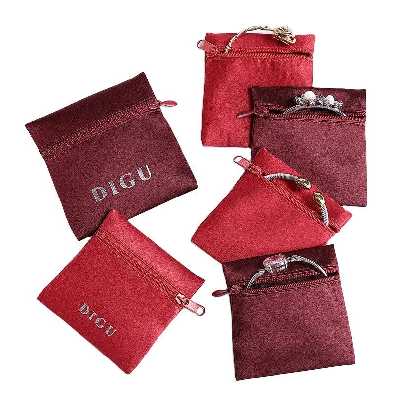 DIGU Promotional Custom Logo Fashion Mini Jewelry Cloth Pouch Bags Earring Necklace Bracelet Jewelry Packaging Bag