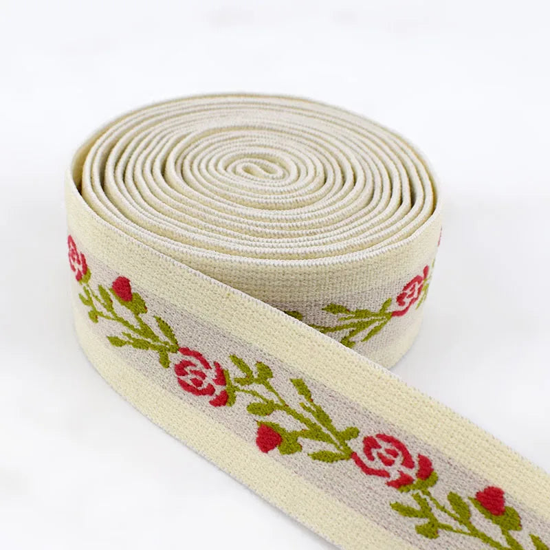 Meetee EB031 3cm 5 Meters Clothing Decorative Accessories Nylon Jacquard Elastic Ribbons Soft Belt Tension Elastic Rubber Band