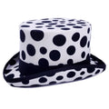 Ready to Ship Wholesale  Mad Hatter Magic Topper Hats Wool Felt White Top Hat With Polka Dot/skull Printed