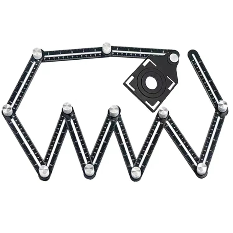 Six-fold  Measuring Ruler Black Multi Angle 6-sides Template Tool Aluminum Alloy  Multi-angle Opening Positioner