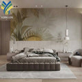 Modern 3D Home Decoration Wall Murals Floral Tropical Green Leaves on Waterproof Fabric for Living Room Decor