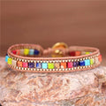 Women 7 Chakra Stones Wrap Bracelets Gold Box Chain Woven Leather Beads Bracelet Bohemian Statement Teen Girls Jewelry Dropship