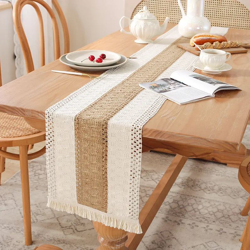 XinLan Cheap Home Textile Table Runner Popular Durable Fringed Dining Table Runner