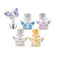ASTM F136 Titanium 16G Piercing Butterfly Fashion Earring Internal Labret Lip Stud Ear Pierc Cartilage Helix Daith Jewelry