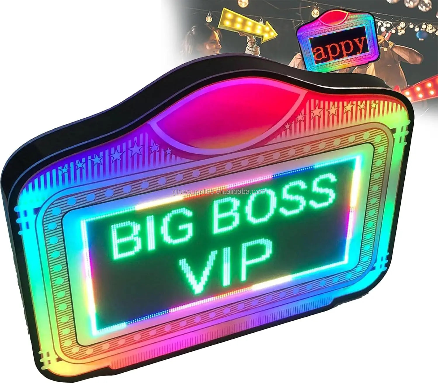 Happy Birthday LED VIP Scrolling Text Programmed Message Digital Screen Letters Star Board Sign Bottle Presenter for NightClub
