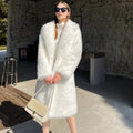 Winter New Thick Vintage Eco-Friendly Hooded Mandarin Collar Plaid Pattern Women's Long Faux Fur Parka Coat Draped Design Fox