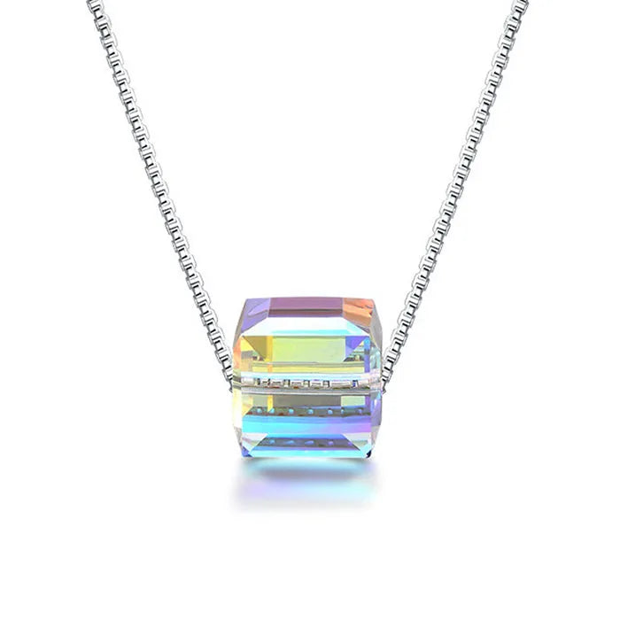 Aurora Jewelry G813 Sugar Crystal Ice Cube Pendant Necklace Trendy Link Chain for Weddings Parties and Gifts