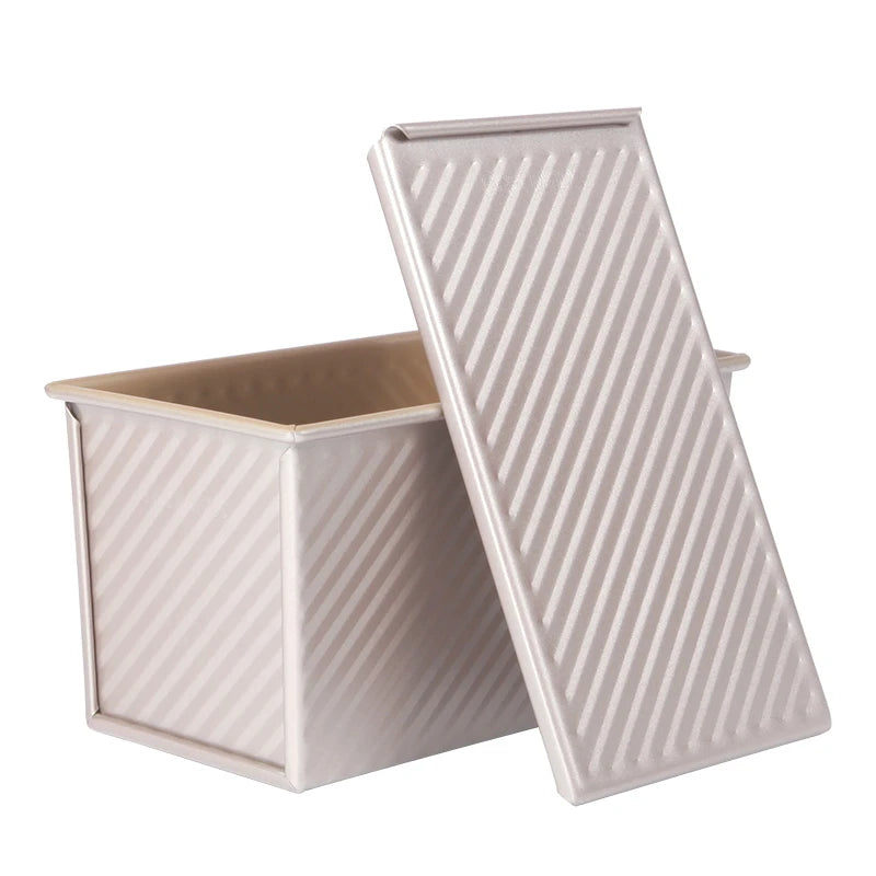 For WK9054C Carbon Steel Bakeware Sliding Cover Corrugated Non-Stick Eco-Friendly PFOA Free Baking Mold Loaf Pan Toast Box