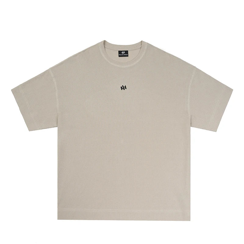 Custom Men's Blank Box Cut Tee T Shirt Heavyweight Cotton Polyester TShirt Oversized Drop Shoulder Crop Waffle T-shirt Men