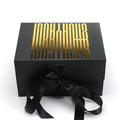 Black and Gold Rigid Hair Box Packaging Folding Magnetic Box With Ribbon for Candle Skincare Set