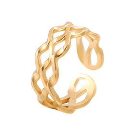 Factory Jewelry Wholesale Women's Fashion Accessories Waterpoof Stainless Steel Geometric Wave Ring