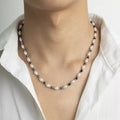SHIXIN Fashion Jewelry Imitation Pearl Necklace Personality Black Geometric Crystal Collarbone Necklace Simple Punk Necklace