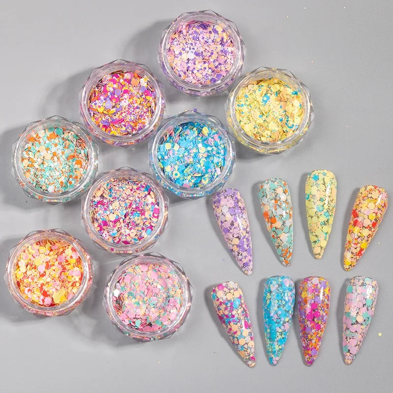 Paso Sico Japanese 3D Nail Art Set Manicure Shiny Glitter Sequins DIY Colorful Mixed Supplies