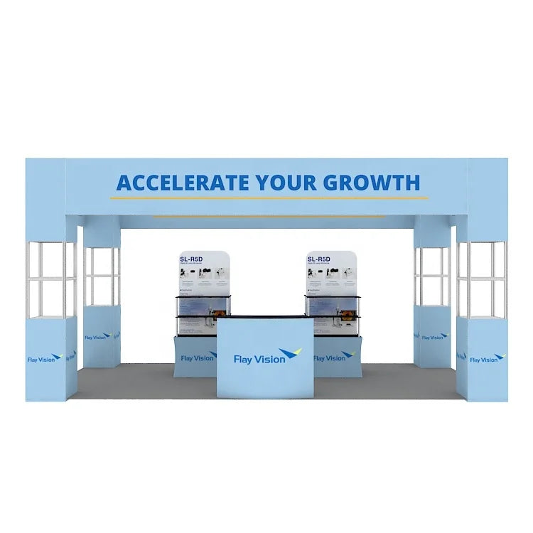 Foldable 10x20 Aluminum Modular Trade Show Expo Stand Display Booth Portable and Reusable with Dye Sublimation Printing