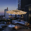 LED Solar Lighting Outdoor Patio Umbrella with Stainless Steel Frame and Aluminum Fabric for Courtyard & Hotel Use