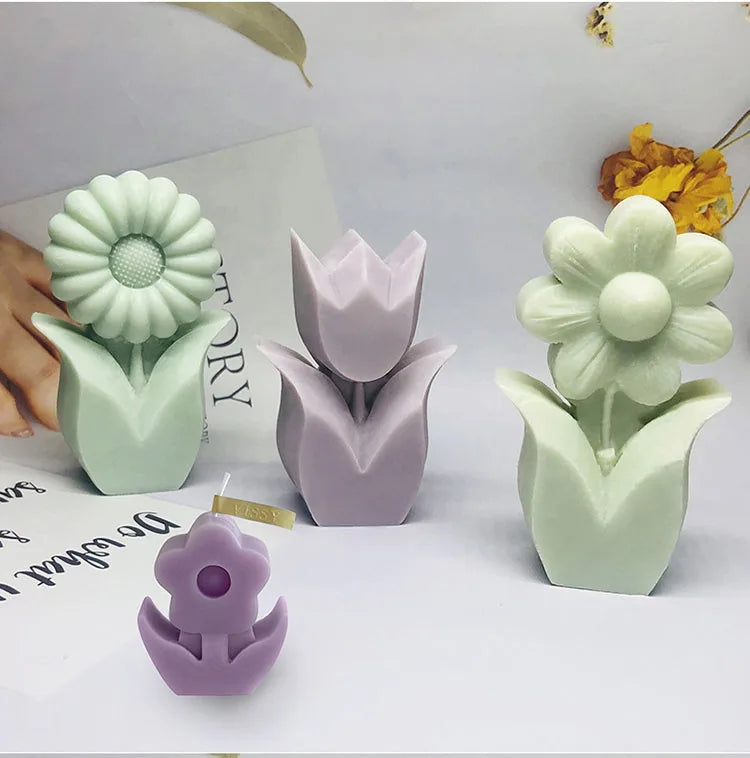 YS Factory Price INS Small Flowers Silicone Mold Scented Candles Mould DIY Homemade Cake Decorate Candle Plaster Kitchen Tools