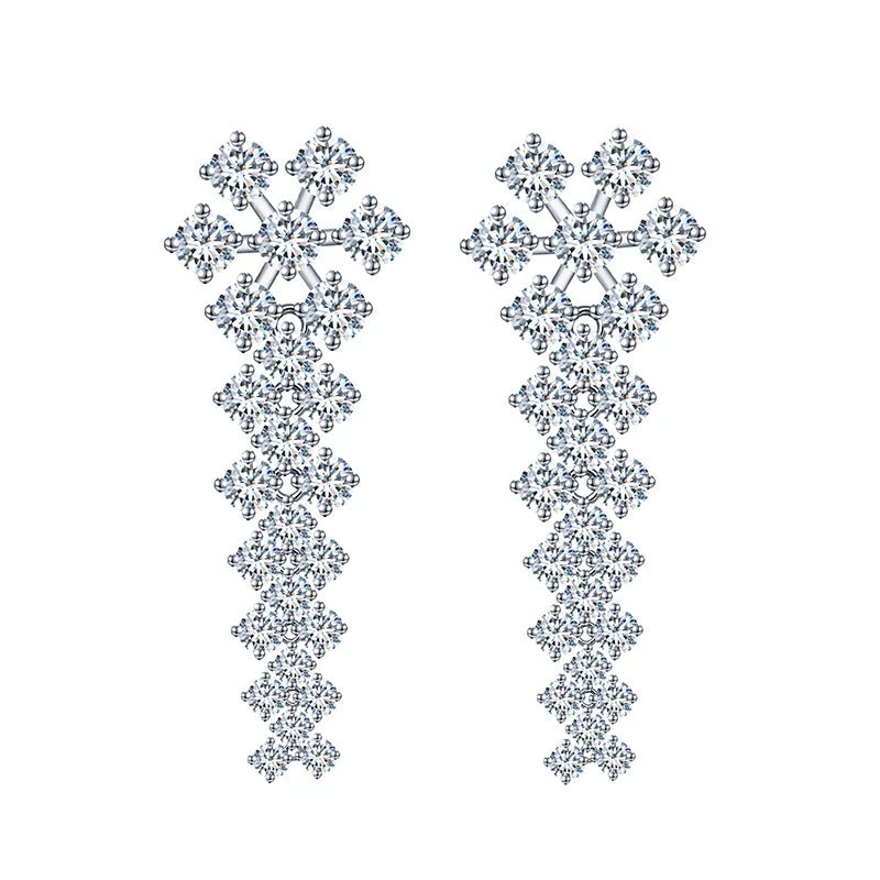 MSE-669 Women Fashion Earring Jewelry 925 Silver Round Lab Grown Diamond Earrings