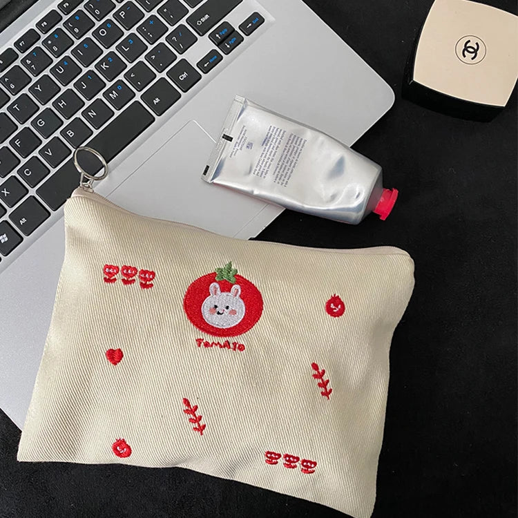 Eco-Friendly Custom Logo Canvas Cosmetic Bag for Women Wholesale Zipper Closure Small Size with Customized Pattern for Gift Use