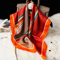 New Design Luxury Stripe Pattern Satin Scarf 70cm square Women Fashion Head Orange Custom Stewardess Spring 100% Polyester