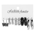 Wholesale Creative Acrylic pink Acrylic C Type Pearl butterfly 5 Pairs Set Fashion Hoop Earrings for Women
