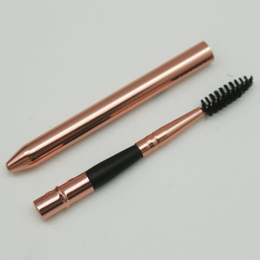 Hot Sell Rose Gold Retractable Travel Covered Eyelash Extension Brow Spoolies Brush Custom