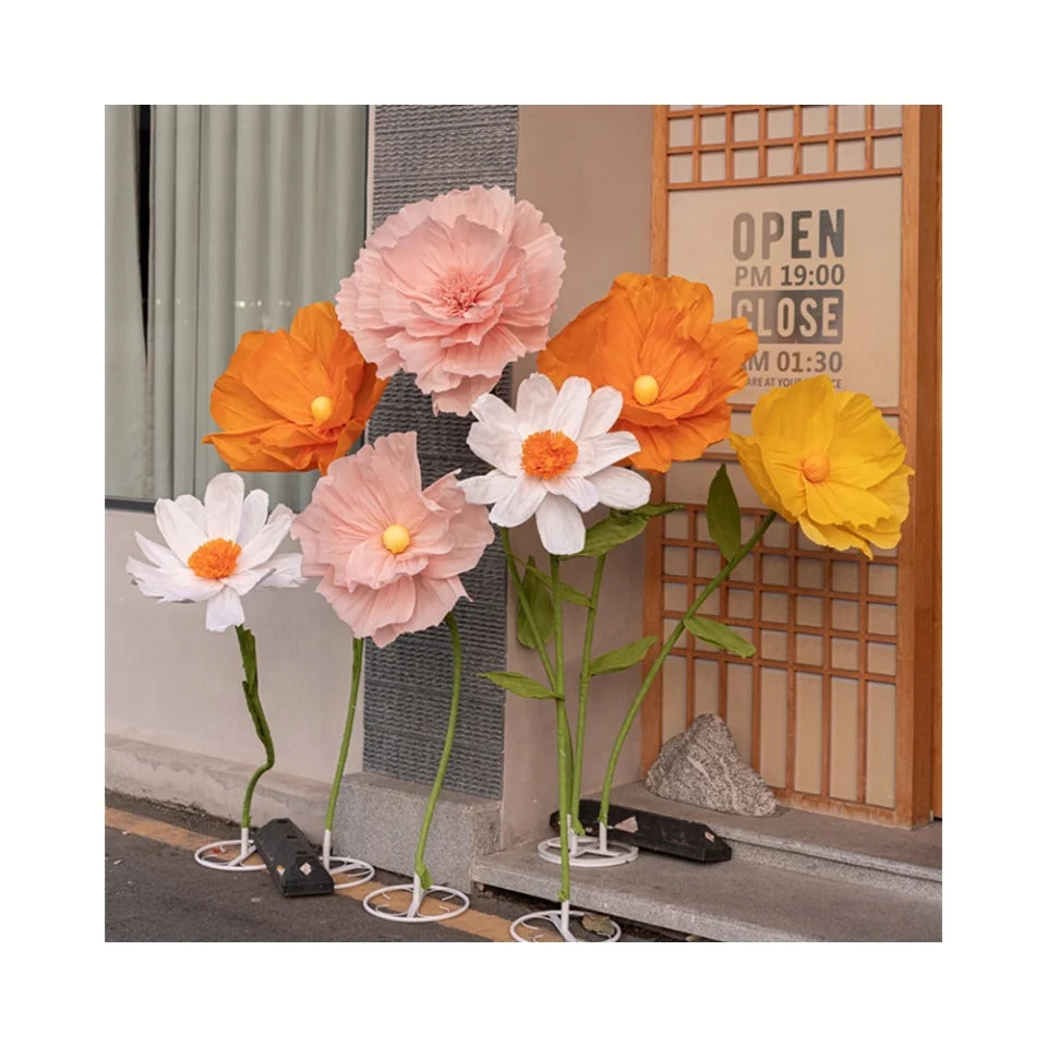 E-HB001 Photography Window Display Shopping Mall Decor Flowers  Large Big Flower Paper Corn poppy Giant Flowers for Wedding