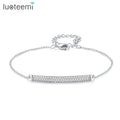 LUOTEEMI Wholesale Luxury Women Ladies Shining a AA Cubic Zircon Crystal Pave Setting Jewelry GiftWhite Gold Chain Link Bracelet