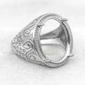 Sterling Silver 13*17mm Semi Mount Men's Ring Frame Empty Blank Claw Setting S925 Base Holder Without Center Stone for DIY Inlay