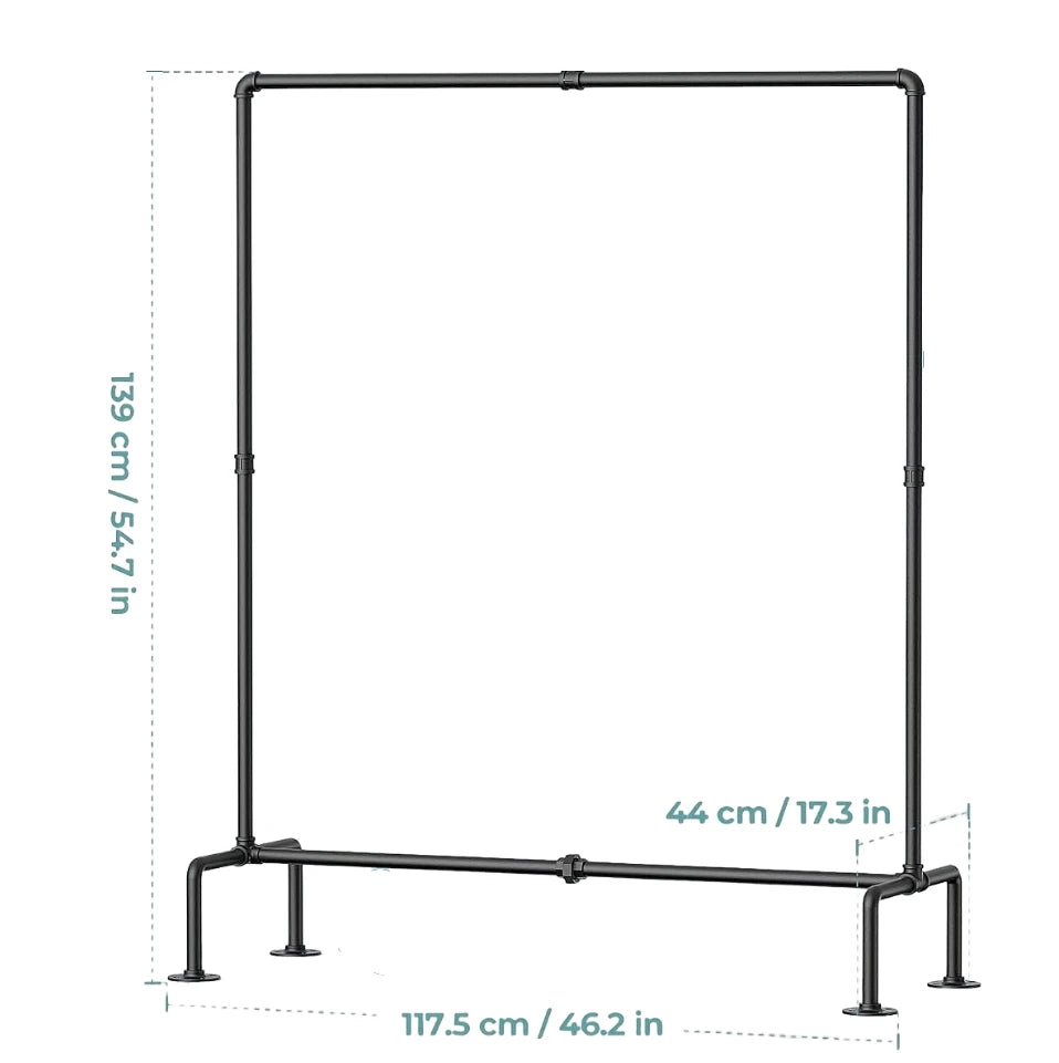 Portable Detachable Steel Pipe Clothing Rack Industrial for Drying in Bedroom Garment Factory & Store Rack for Wardrobe Space