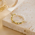 Stainless Steel Irregular Border Fresh Water Pearl String Full of Beautiful Rings for Women