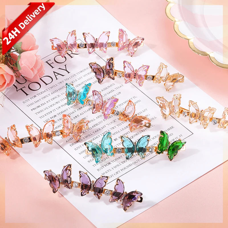 HOVANCI 2021 New Arrival Bling Zircon butterfly Hair Clips for Hair Accessories Fashion Girl Hair Pins for Valentine's Day
