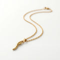 QIAOREN 11953 Elegant Minimalist Italian Horn Necklace Gold Stainless Steel Lucky Chili Pendant Protection Amulet Gift for EU US