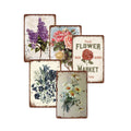 Hot Sale Wall Hanging Retro Tin Sign Market Metal Signs Retro Garden Metal Poster Various Styles Flower Tin Sign