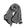 New Muslim Women's Minimalist Black and White Polka Dot Shawl With Printed Thin and Elongated Pleated Scarf Hijab