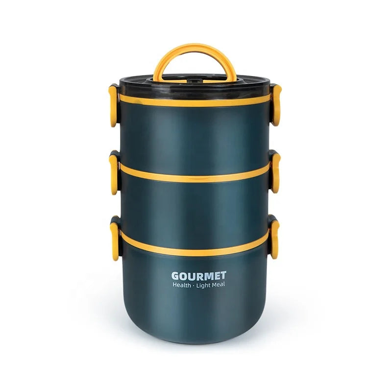 Large Capacity Can Heat Round Food Storage Container in Microwave Oven Three Layers Lunch Box Adult Bento Lunch Box