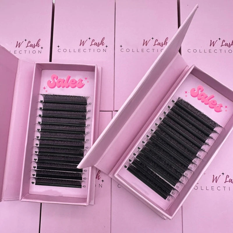 3D Clover Yy Synthetic Hair Natural Long Lash Extensions Trays Custom Private Label W V YY Lashes Wholesale Personal Logo Black