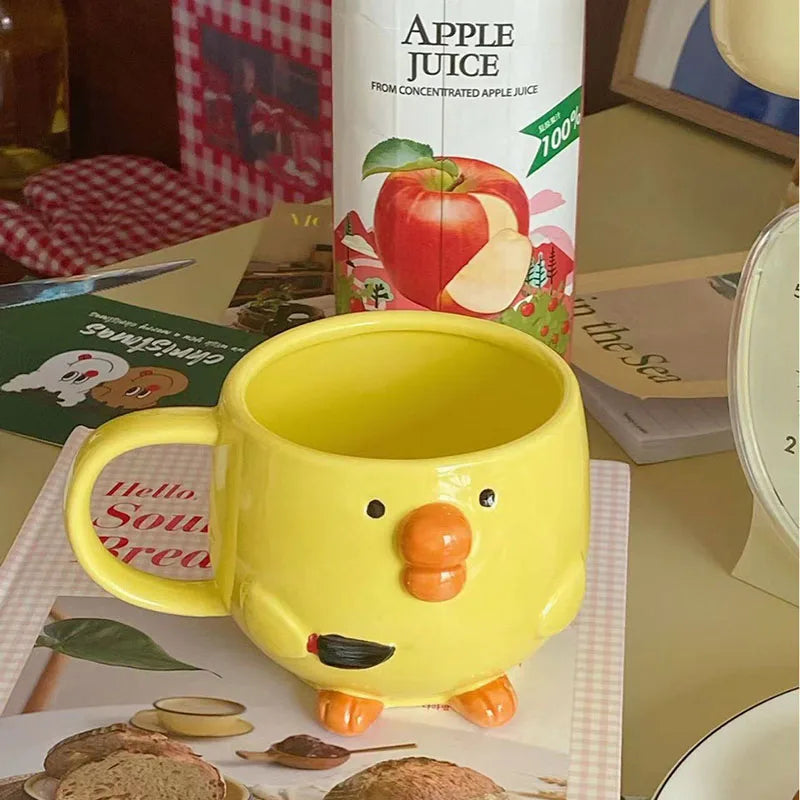 Korean Style Cartoon Yellow Chicken Ceramic Mug Three-dimensional Cute Animal Coffee Mug