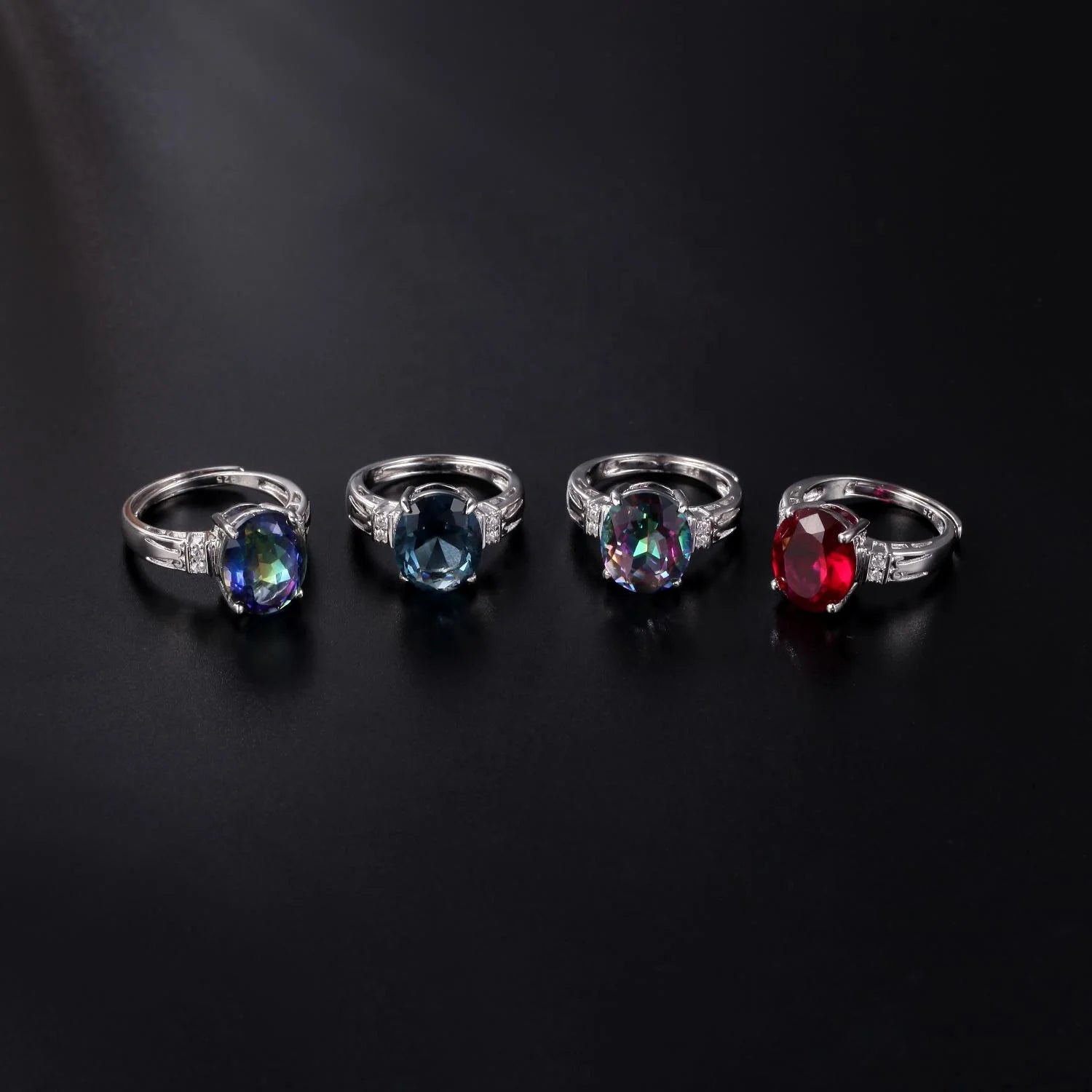 Abiding Oval 10x12mm Big Colorful Gemstone Classic Jewelry 925 Sterling Silver Solitaire Engagement Rings for Women