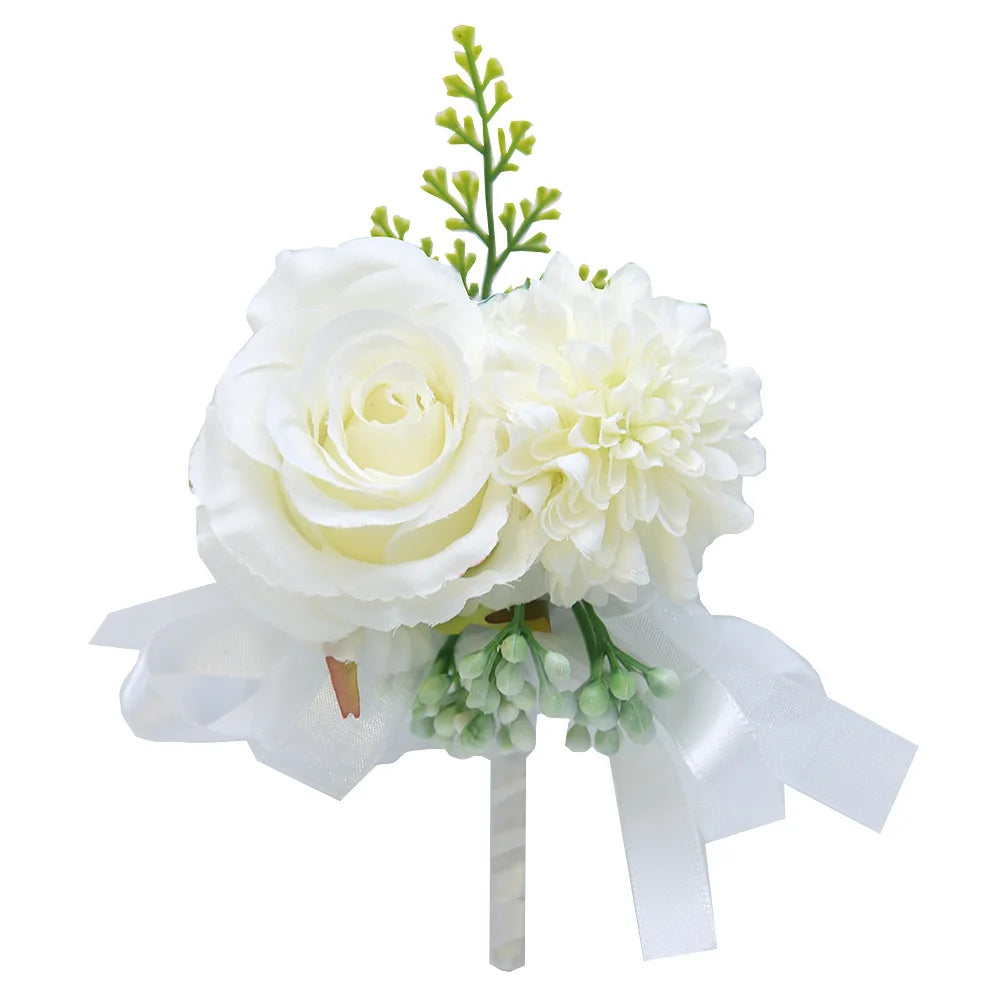 Custom Wedding Suit Corsage Floral Bridesmaid Boutonniere Corsage Artificial Flowers Bridal Hand Wrist Corsage for Wedding