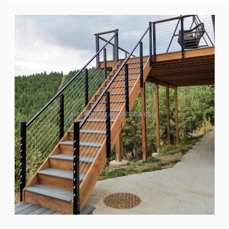 YL METAL Factory Black Metal Cable Garden Steel Railing Side Mounted for Stainless Steel Balustrade