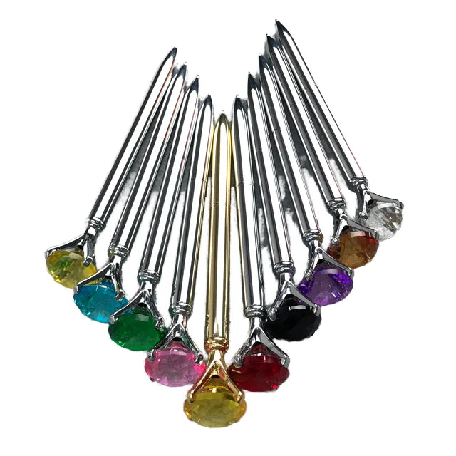 Hot Selling Customized Cristal Diamond Pink Purple Dot Heart Pen for Women and Girl Promotion
