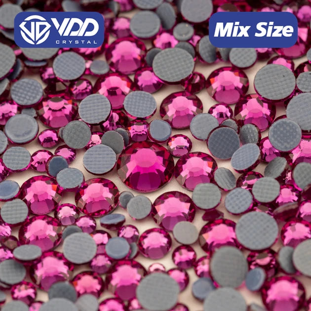 VDD 042 Fuchsia Hotfix SS6-SS30 Mix Size Top Quality Glass Rhinestones Crystal Flatback Glitter Stones for Clothes Decorations