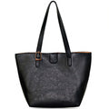 Promotional High Quality Luxury PU Leather Black Tote Bags Customizable Logo Water Resistant Large Storage Space Portable Women