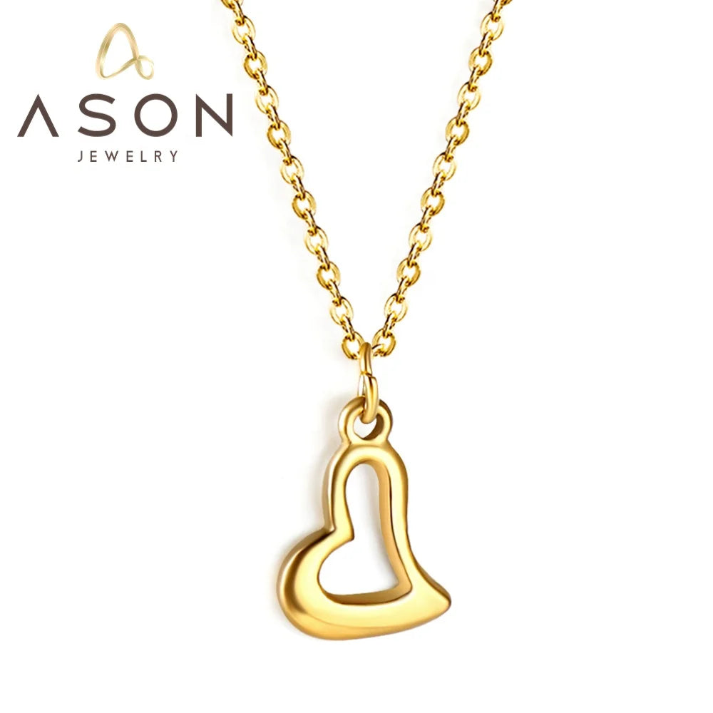 Ason Jewelry Stainless Steel Hollow Heart Statement Design Pendant Necklace in Good Price for Girlfriend