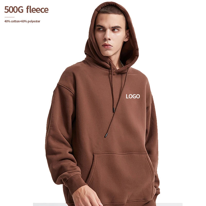 500 GSM Heavyweight Hoodie Clothing Manufacturers Custom Hoodies Unisex Coffee