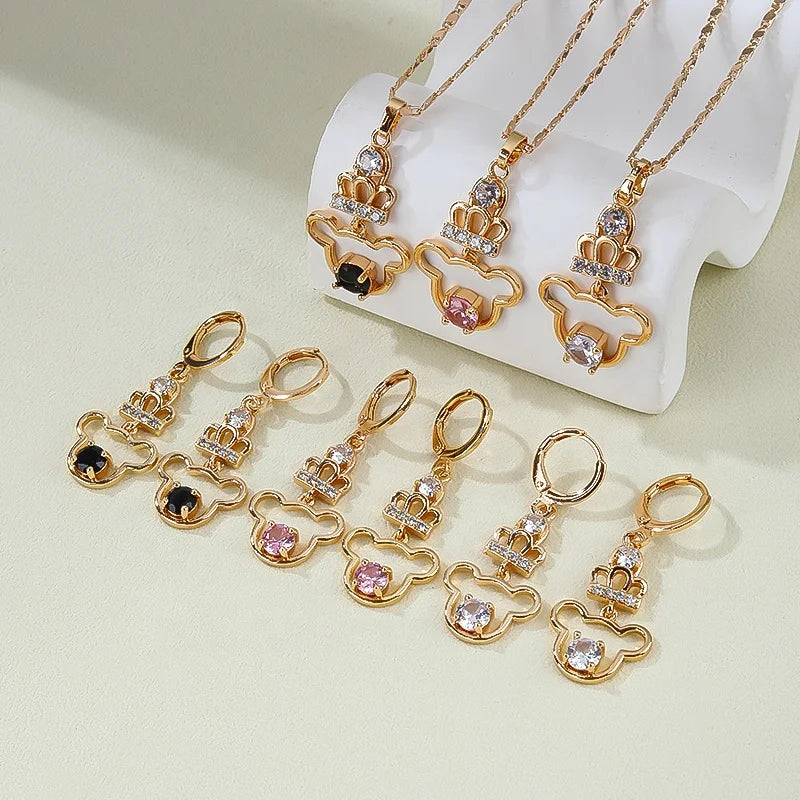 18K Laminated Gold Wholesale Oro Fashion 18K Gold Plated Zircon Necklace Bridal Jewelry Sets for Women