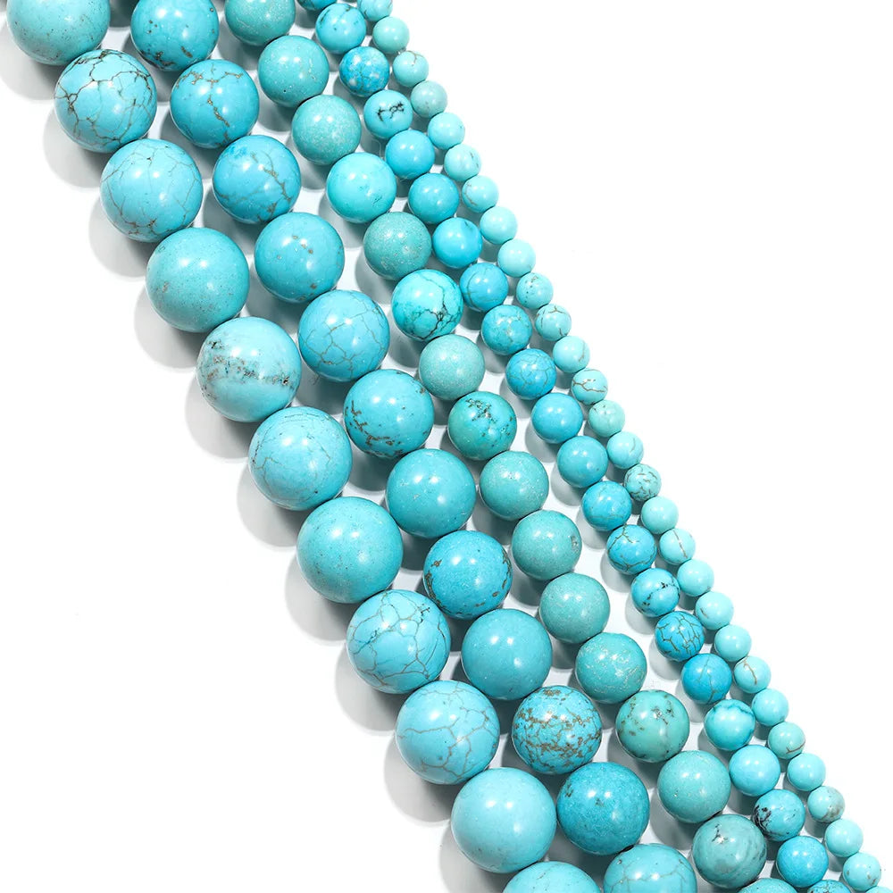 Wholesale 4/6/8/10/12mm Green Beads Turquoise  Round Smooth Surface Gemstone Loose Beads for Jewelry Making